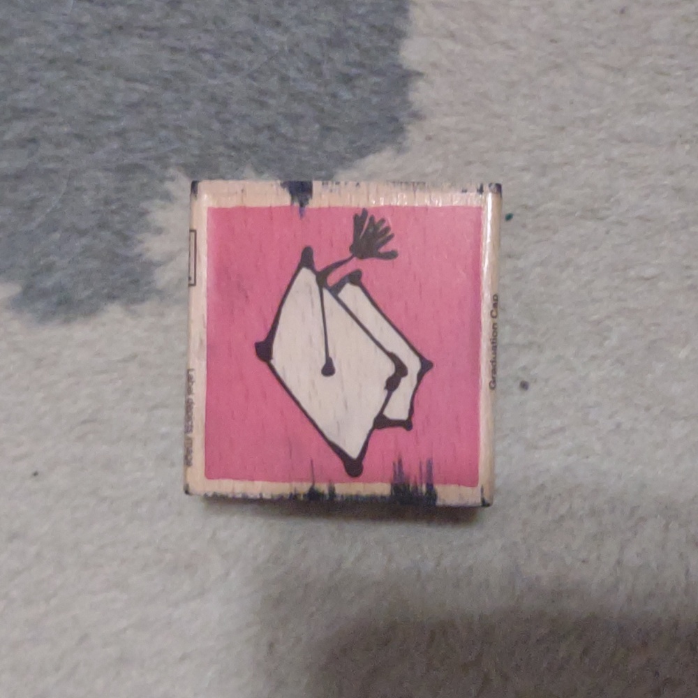 Graduation Cap Wood Rubber Stamp